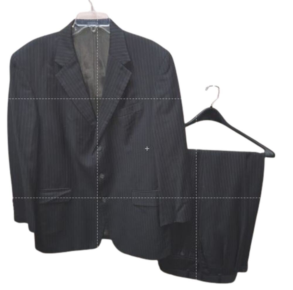 Oscar de la Renta Mens 44R W38 Pinstripe Wool Cashmere 3 Piece Suit
